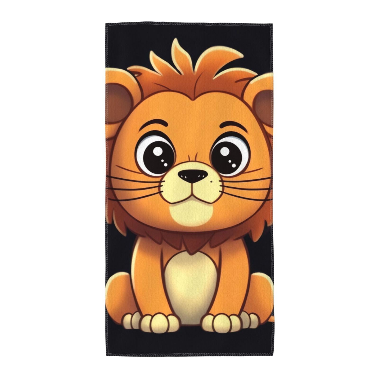 FekiLoot Absorbent Hand Towels 12"X24" Decorative Bathroom Towel Soft Microfiber Face Towel Cute Cartoon Lion Dish Kitchen Towels for Bathroom Kitchen Hotel Spa Bath Towels