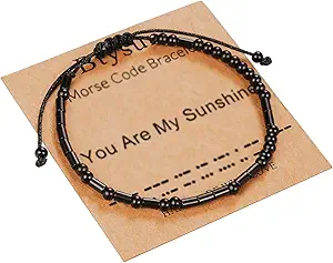 Morse Code Bracelets for Women Inspirational Gifts for Her Adjustable Black Adjustable Braided Men Bracelets Motivational Best Friend Birthday Gifts for Sister Daughter Mom Dad Christmas Jewelry…