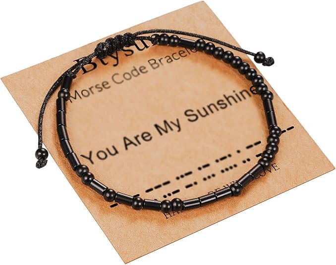 Morse Code Bracelets for Women Inspirational Gifts for Her Adjustable Black Adjustable Braided Men Bracelets Motivational Best Friend Birthday Gifts for Sister Daughter Mom Dad Christmas Jewelry…
