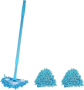 180 Rotatable Adjustable Triangle Cleaning Mop, Wet and Dry Mops with Extendable Long Handle, Cleaning Mop with 2 Reusable Mops Heads for Bathroom Floor Wall Sofa Bed Bottom Blue