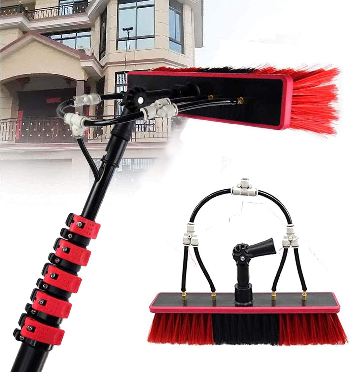 Solar Panel Cleaning Brush and Pole,Window Cleaning Kit with Extension Pole,Water Fed Pole Brush System,Telescopic Window Cleaning Tools,3.6M-10.8M Extendable Pole with Brush,10.8M/36FT