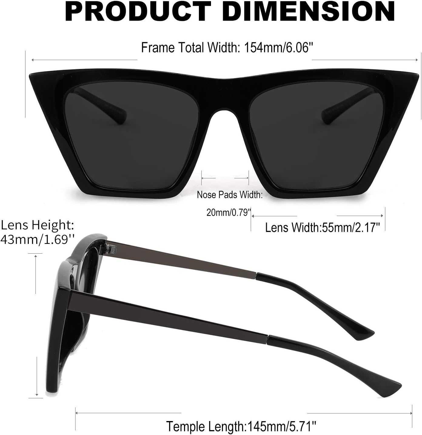 FEISEDY Vintage Polarized Square Cat Eye Sunglasses Women Trendy Fashion Cateye Polarized Sunglasses B2692 - Image 6