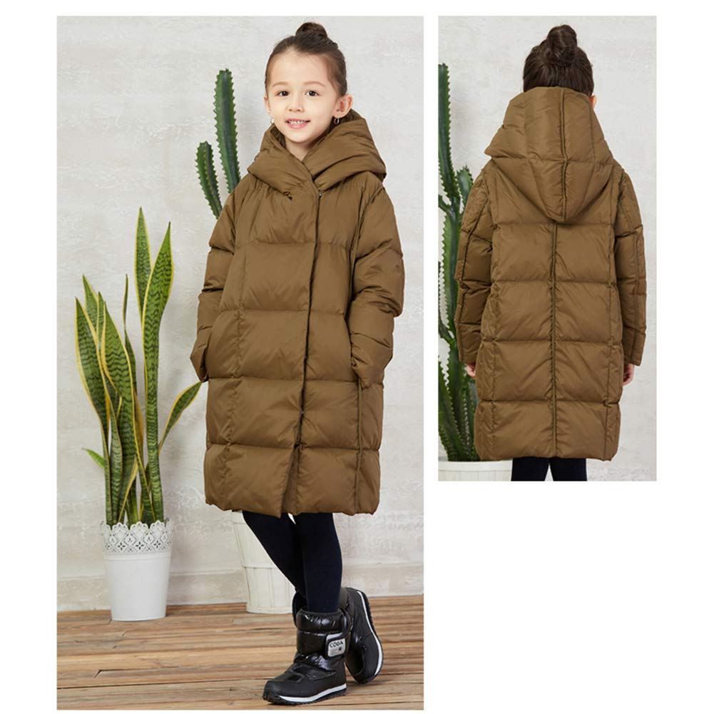 Chaqueta De Plumón para Niñas, Parka Larga con Capucha De Invierno, Abrigo Cálido Al Aire Libre con Bolsillos, Top Básico
