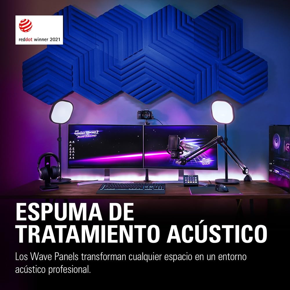 Elgato Wave Panels Starter Set (Azul) - 6 paneles de tratamiento acústico, espuma de dos densidades, marcos EasyClick patentados, diseño modular, fáciles de instalar y quitar
