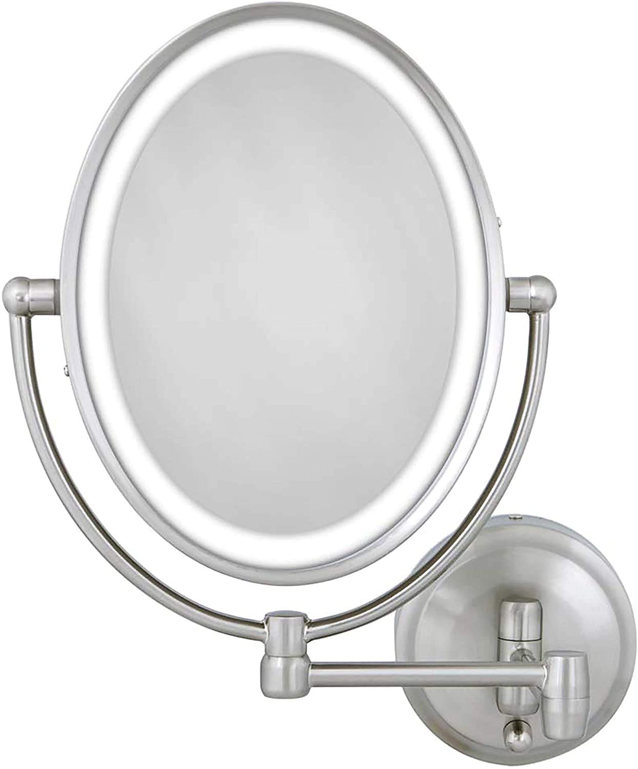 QWE LED Illuminated Wall-ellipse Mirror, Brushed Nickel