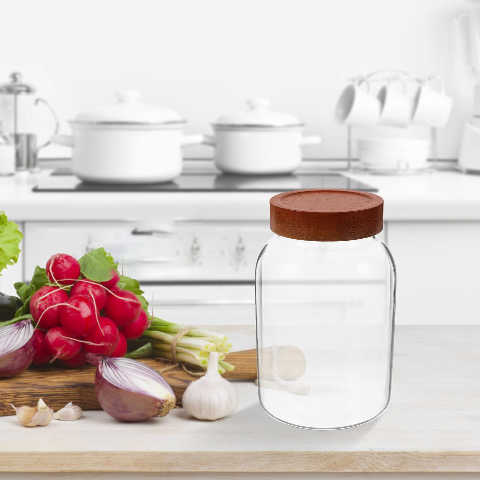 Gatuida Hochborosilikat Glas Vorratsglas mit Holzdeckel 2800ml | Luftdicht, Transparentes Design, Leicht zu Befüllen und Reinigen, Platzsparend für Küche und Vorrat