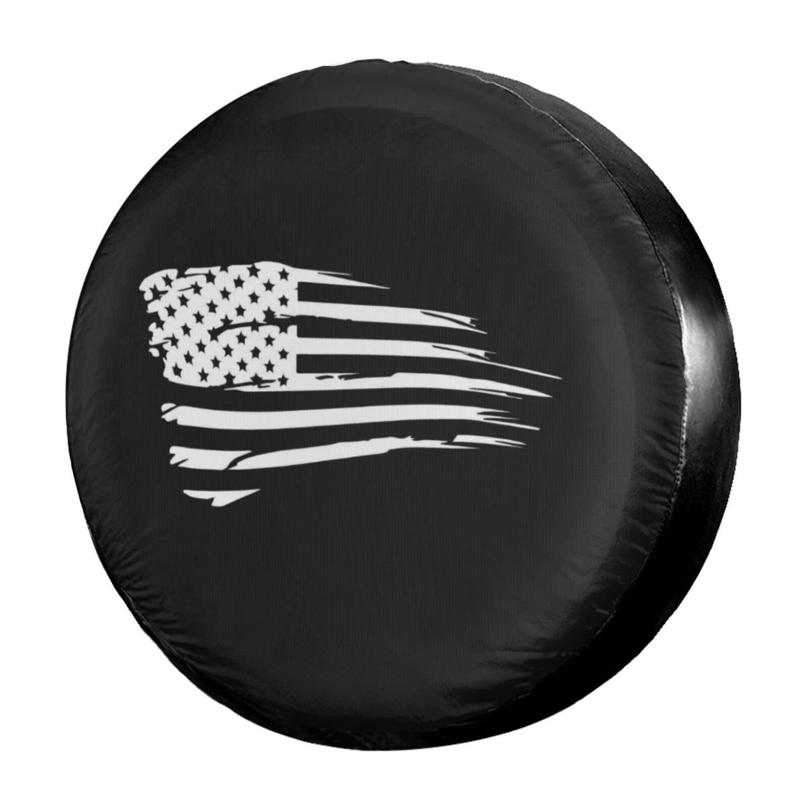 PrelerDIY Spare Tire Cover for Jeep/RV/Trailer/SUV/Camper - Waterproof Dust-Proof Sun Protection Tire Covers 17" Universal Fit Diameter 31.4"-32.6", Waving American Flag