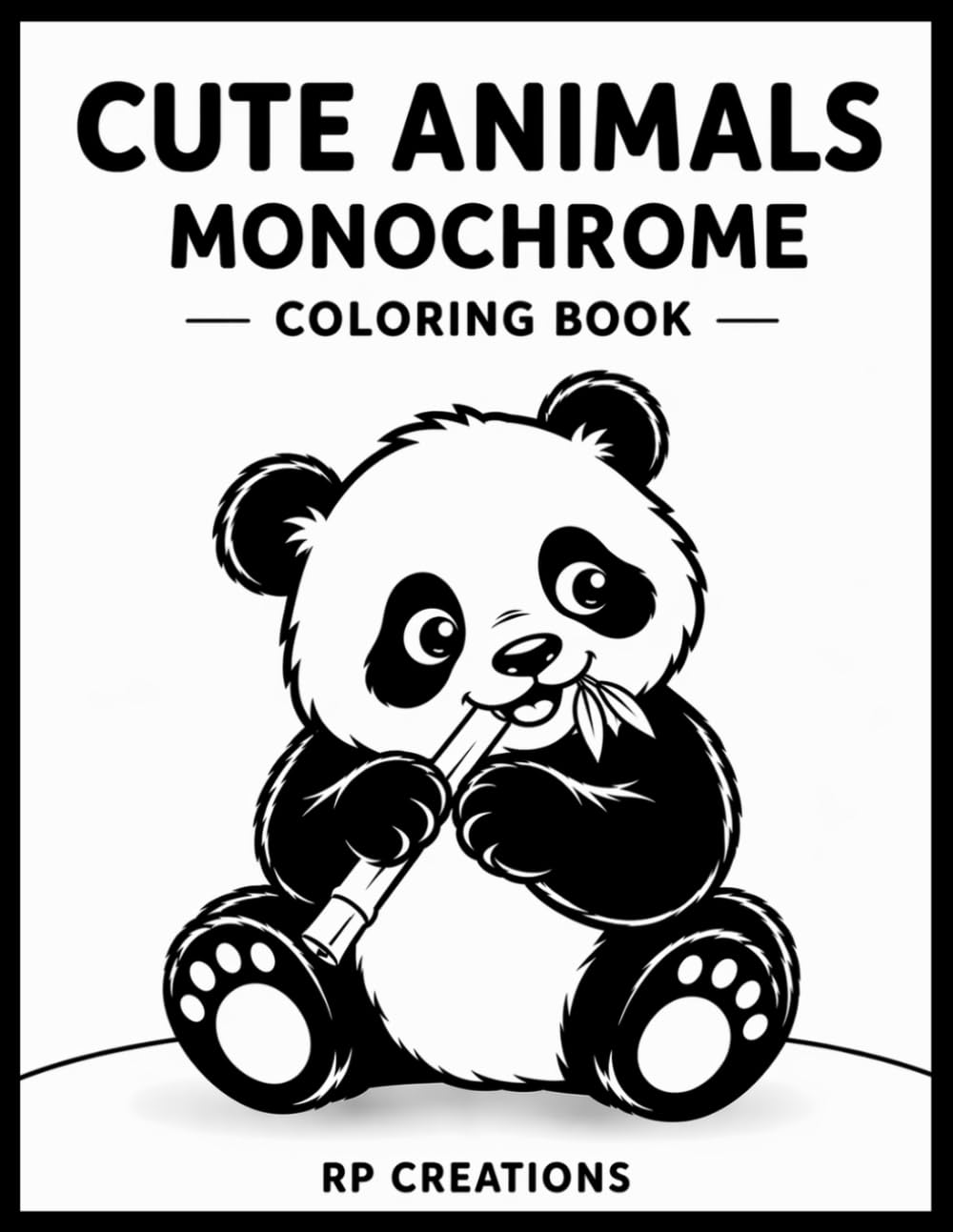 Cute Animals Monochrome Coloring Book: 40 Cozy Animal Scenes for Adults & Teens (Bold & Simple Coloring Style)