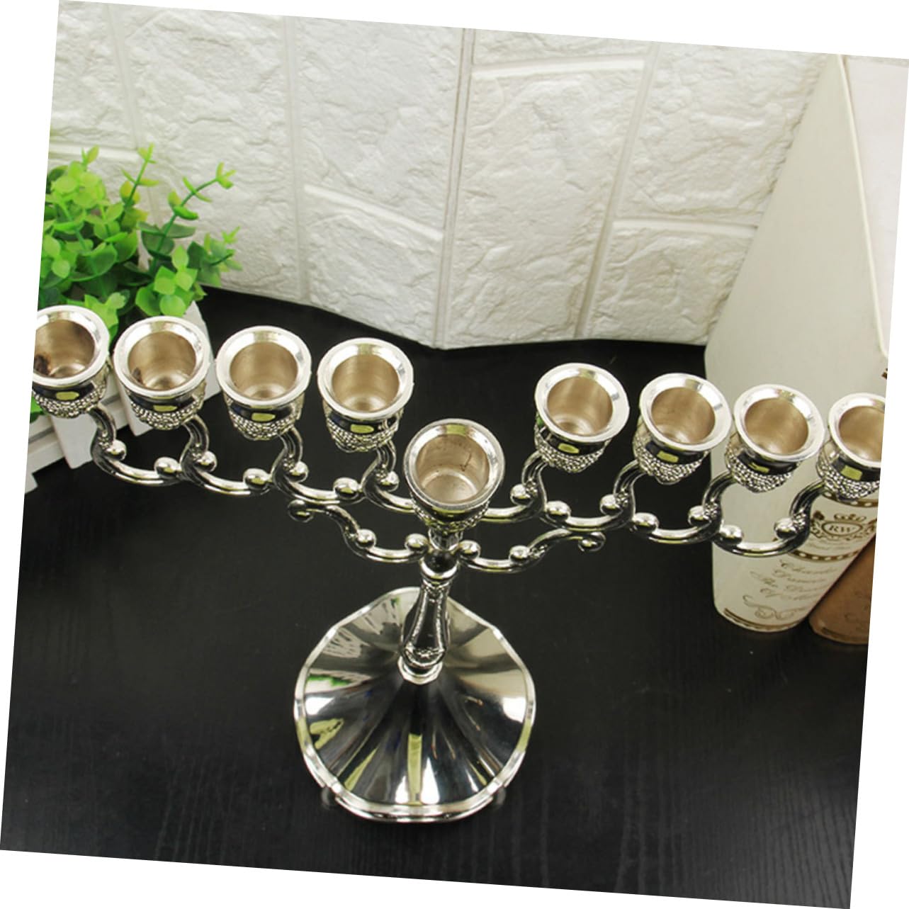 Alipis Candelabro de 9 Brazos de Aleación de Zinc, Estilo Europeo Antiguo, Color Plata, Decoración Elegante para Bodas, Fiestas y Navidad