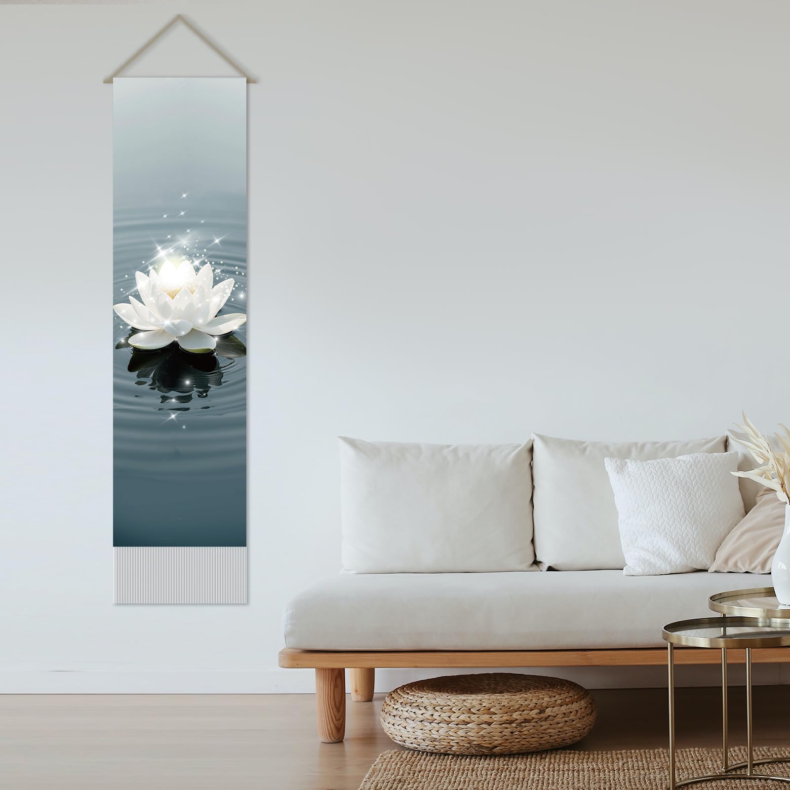 SUPERDANT 2 pz. Arazzo Da Parete Spirituale con Motivo A Loto Glitterato Arazzi Murali con Motivo A Loto per Meditazione Coperta arazzo Lungo Decorazione per casa Soggiorno Appartamento Hotel 130x33cm