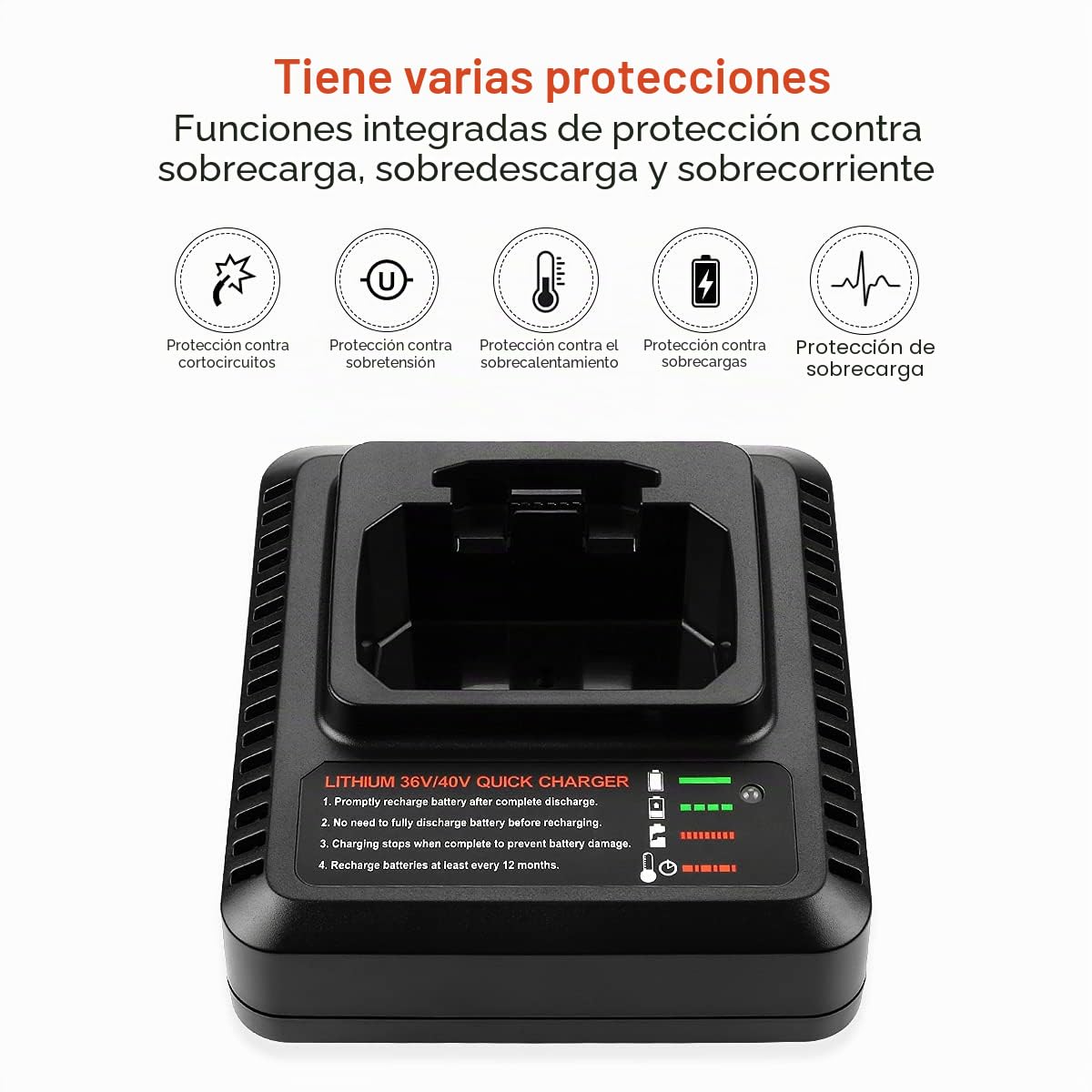 Energup 36V Cargador de Repuesto para Black + Decker 36V Cargador LCS36 LCS40 Compatible con Black Decker 36V/40V Batería BL20362 LBX2040 LBX36 LBXR36 LBXR2036