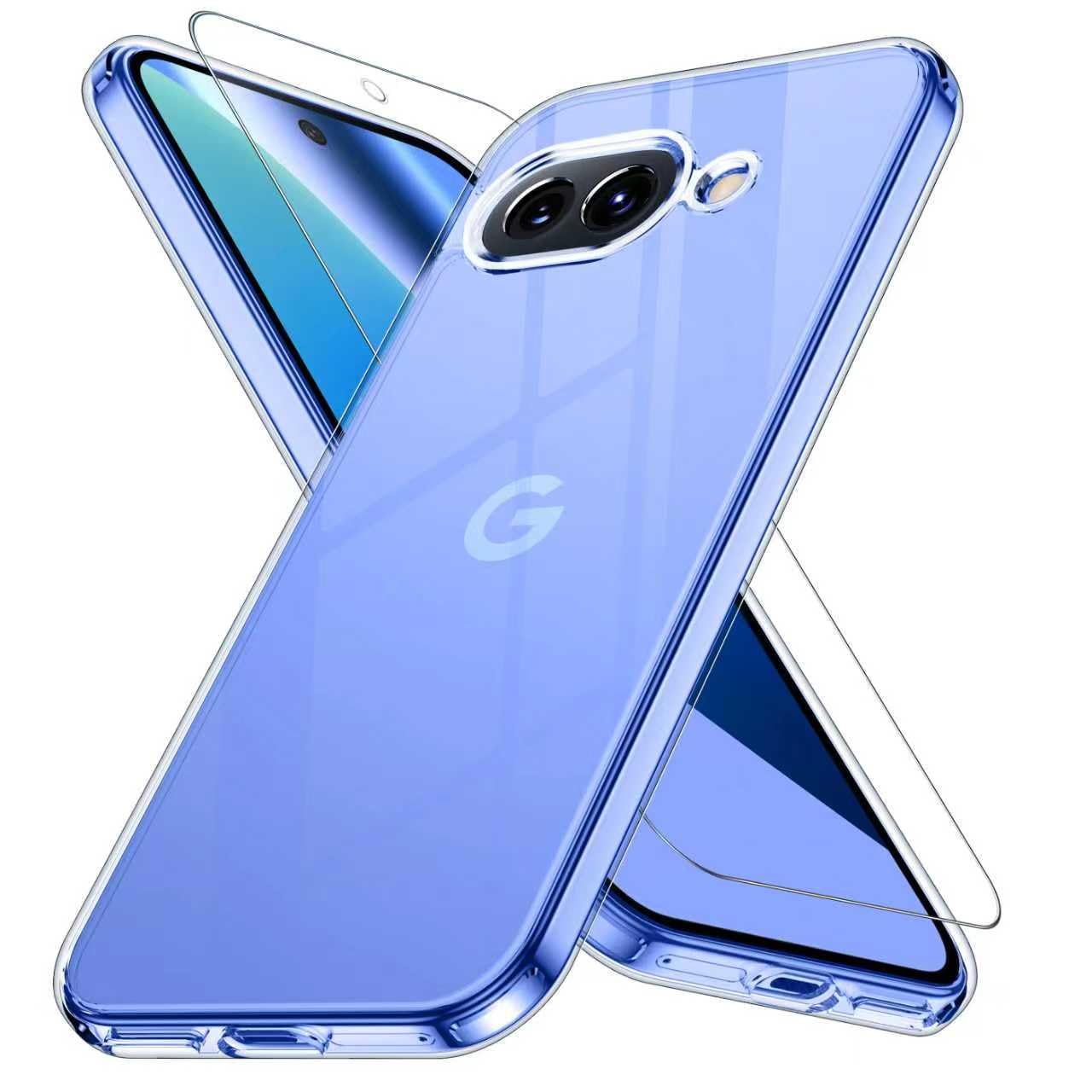 Google Pixel 10a 用ケース クリア 黄変防止 グーグルピクセル10a 専用 耐衝撃 ガラスフイルム保護付き 指紋防止 落下防止 耐久性 ストラップホール付 薄型 軽量 ソフトカバー ワイヤレス充電対応 googleピクセル10a対応のケース JUSTCOOL