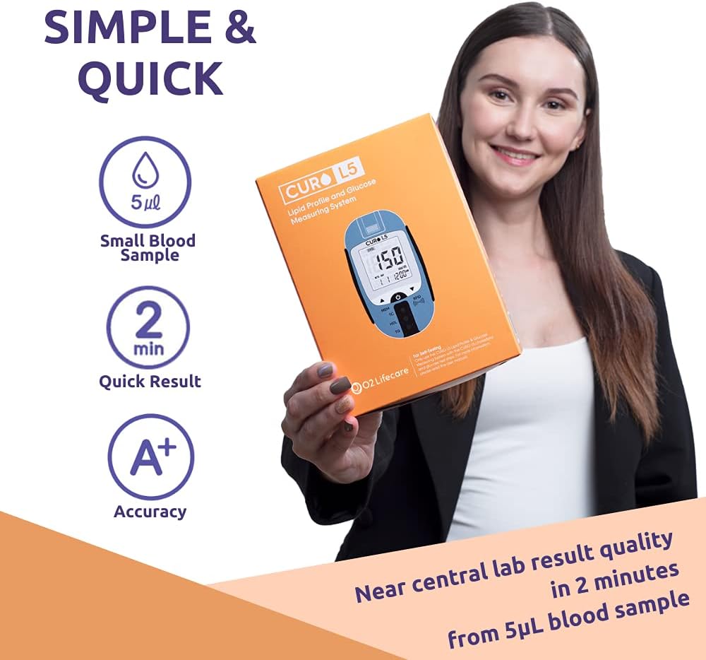 Buy Blood Total Cholesterol Test Kit Curo L5 Digital Meter (10