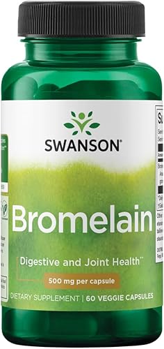 Swanson Bromelina de fuerza máxima 1200 Gdu 500 miligramos 60 cápsulas vegetales enzima