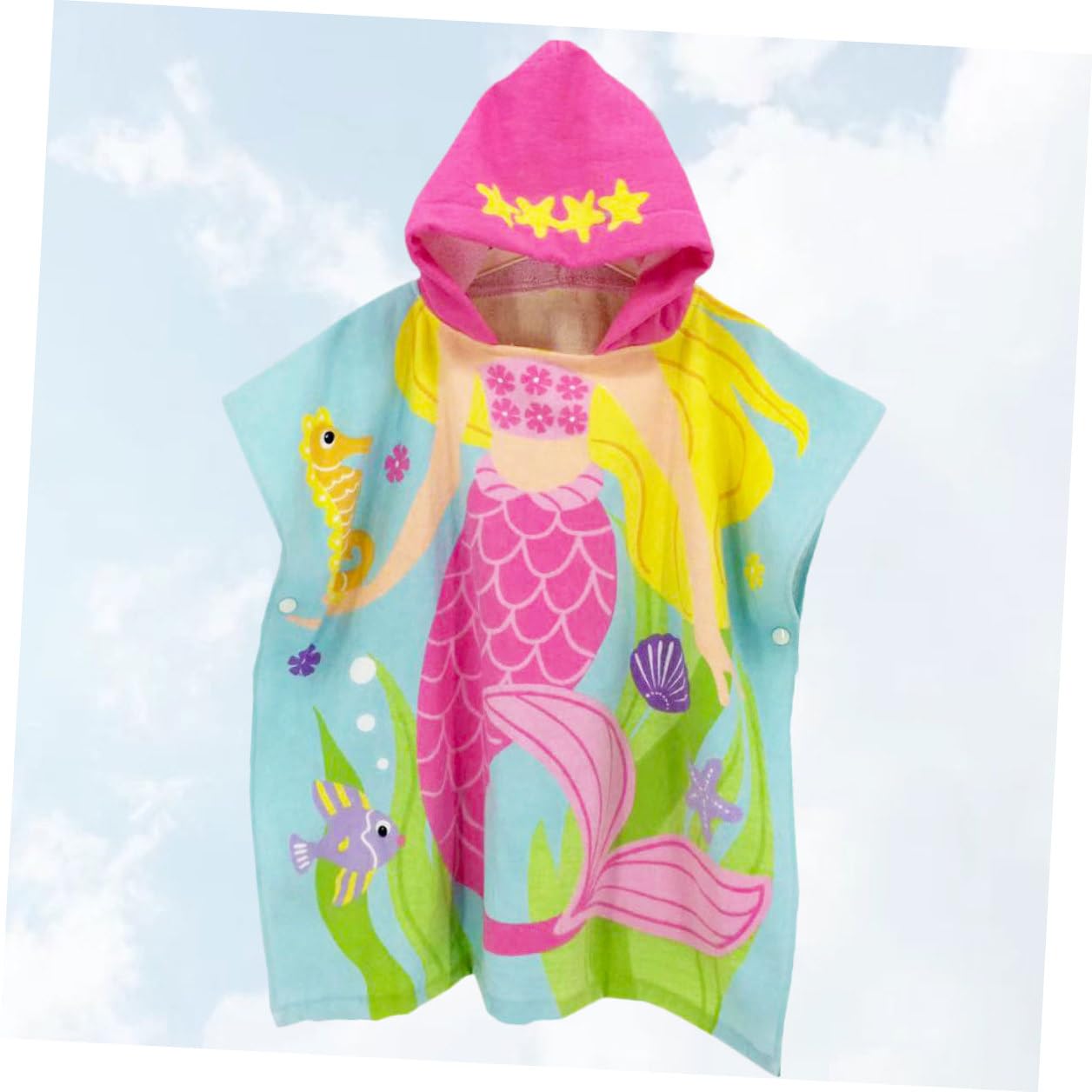 Gatuida Junge Mädchen Baumwoll Strandtuch mit Kapuze und Cartoon Motiv Tragbares Badetuch für Jungen und Mädchen Leicht und Hautfreundlich