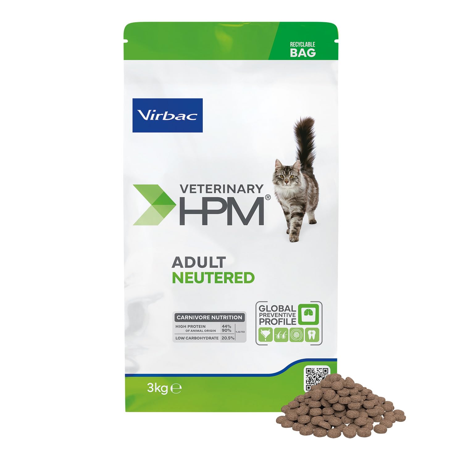Virbac Vet Hpm Cat Ad Neutered Nourriture 3 kg pour Chat