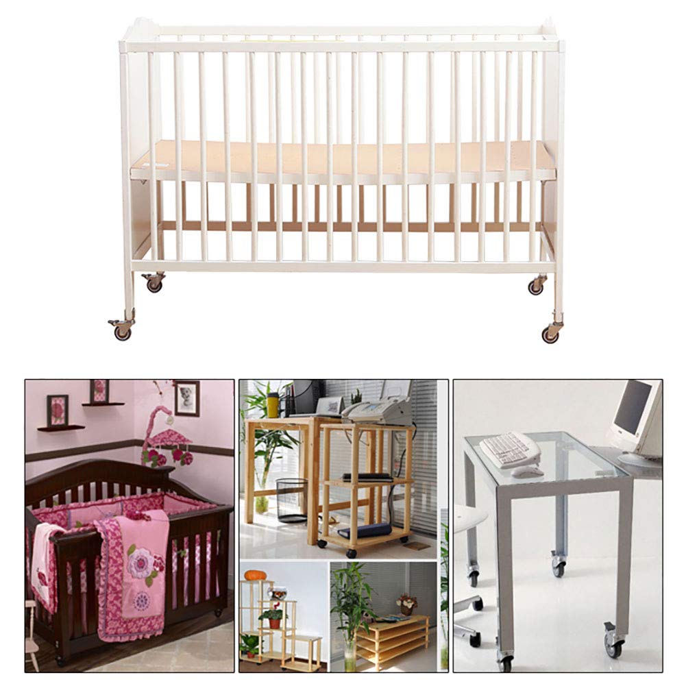 4er-Set – Universal-Drehmöbel mit Rollen und U-Halterung, 5,1 cm, 50 mm, 180 kg, geräuschloses Gummi-Kinderbett mit Bremse, leises Rollen für Babybett, Babybett, 16 mm, 18 mm, 20 mm, 25 mm