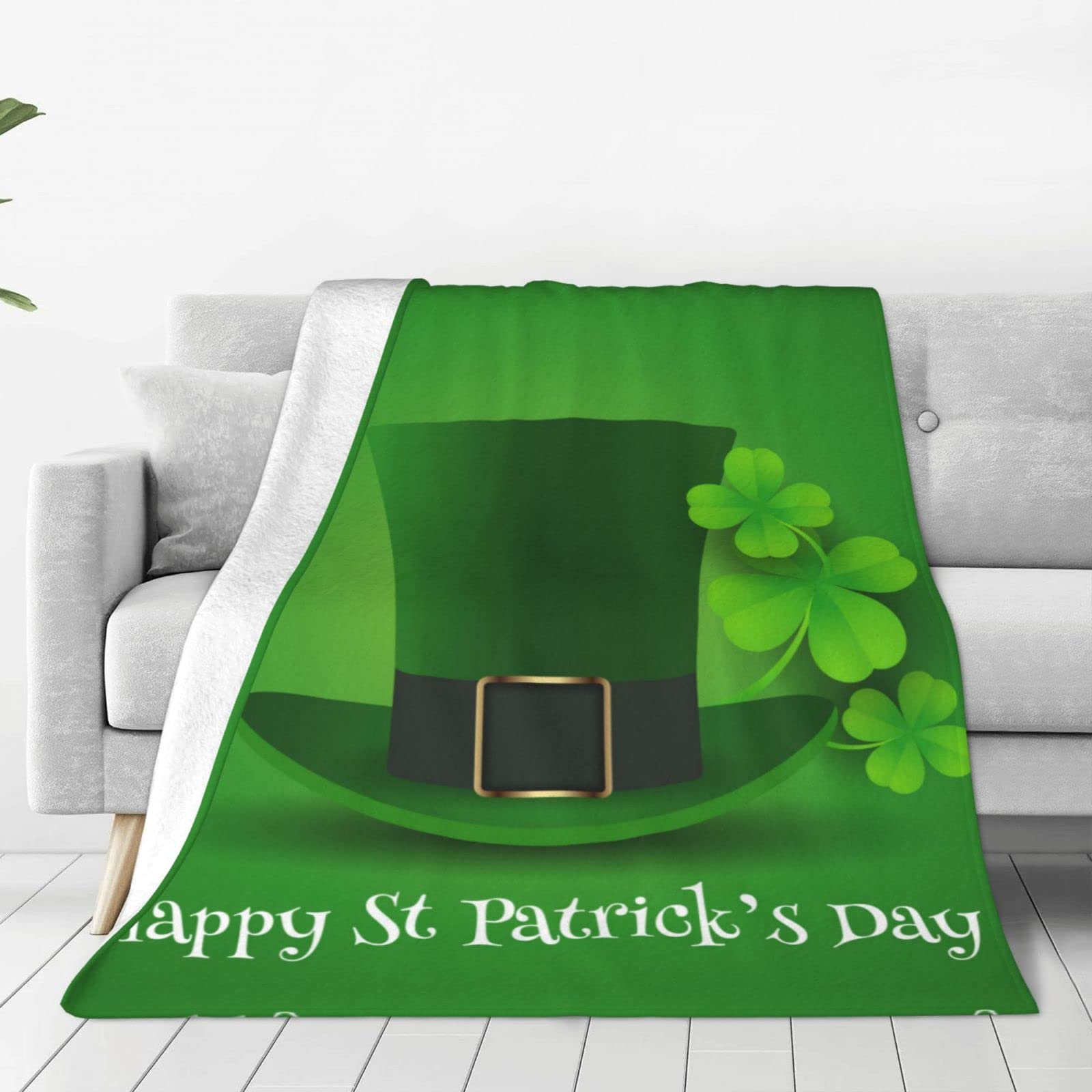 Lsjuee Throw Blanket St. Patrick's Day Warm Cozy Soft Lightweight Flannel Fleece Blanket for Bedroom Sofa Room Home Decorative Fuzzy Blanket 50"x40"