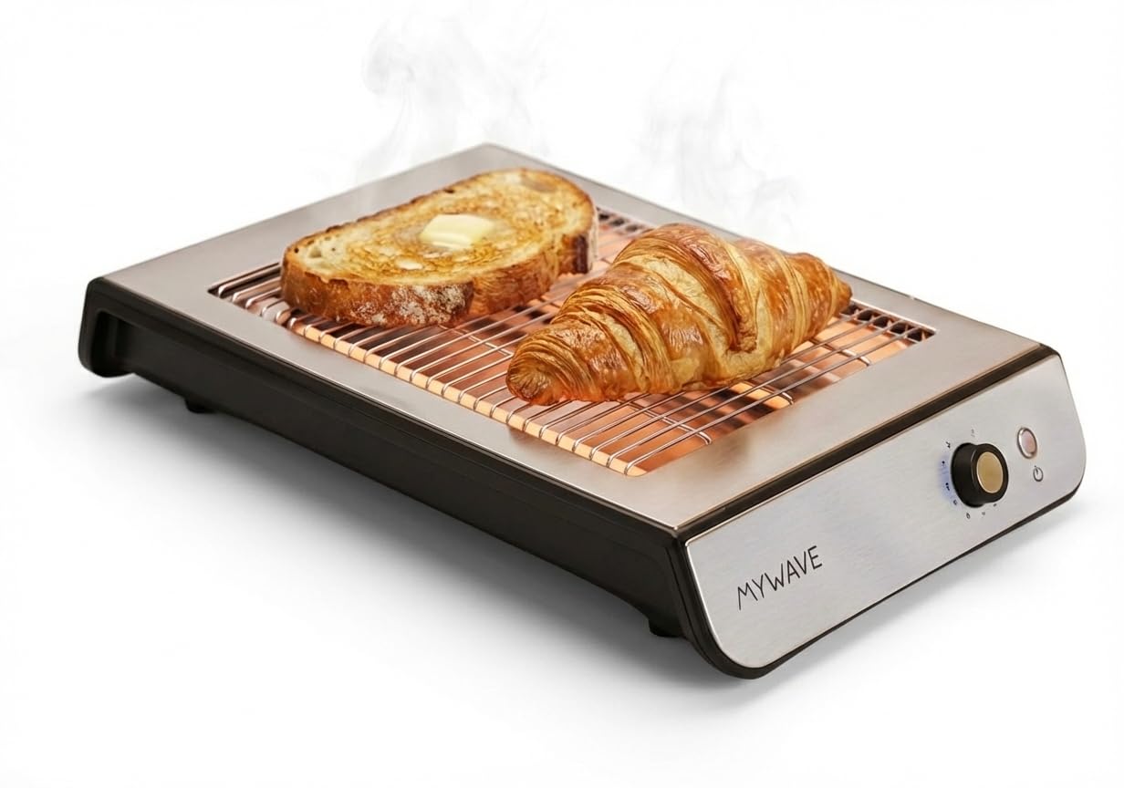 My Wave - Tostador Plano - Para Todo Tipo de Pan y Bollería - Tostador Horizontal con Potencia de 900W - Temperatura Regulable y 6 Niveles de Potencia - Indicadores Luminosos y Sonoros