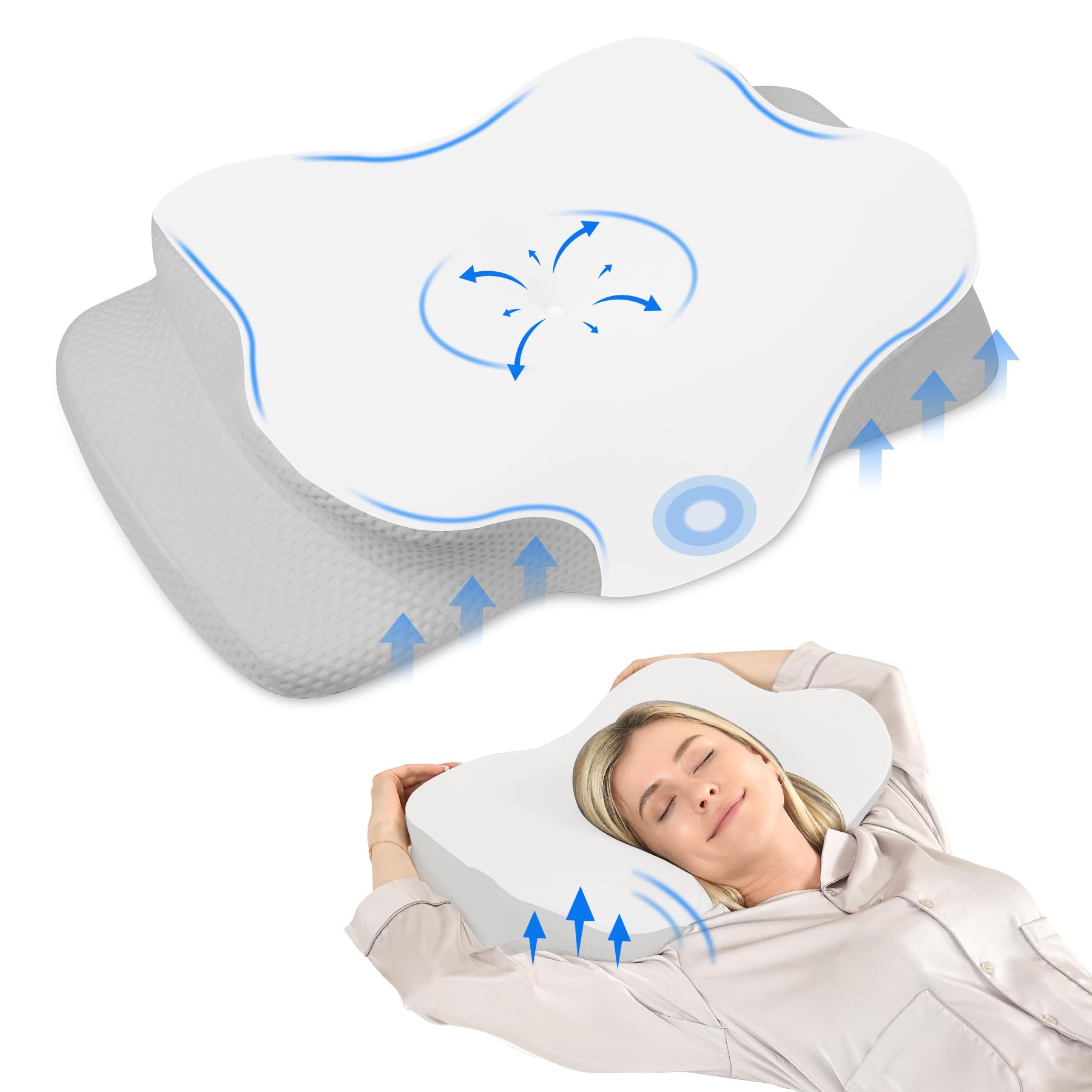 MULISOFT Memory Foam Pillow, Comfortable Pillow, Supportive Neck pillow, Ergonomic side sleeper pillow (white) โ image 1