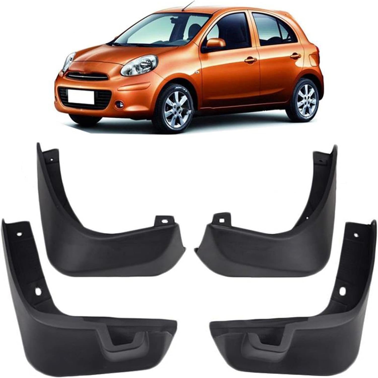 Weiyh Normal No Drill Mud Flaps For Car Front Rear Wheel For Nissan Micra March K13 2010-2013