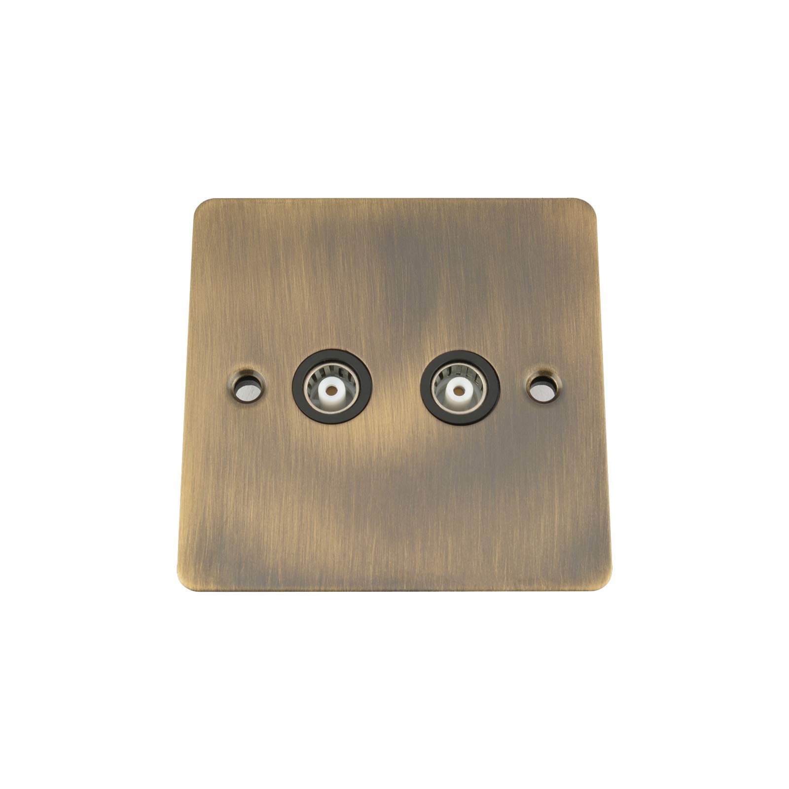 A5 Products Brass Antique Flat Tv/Ariel Socket 2 Gang Black Insert