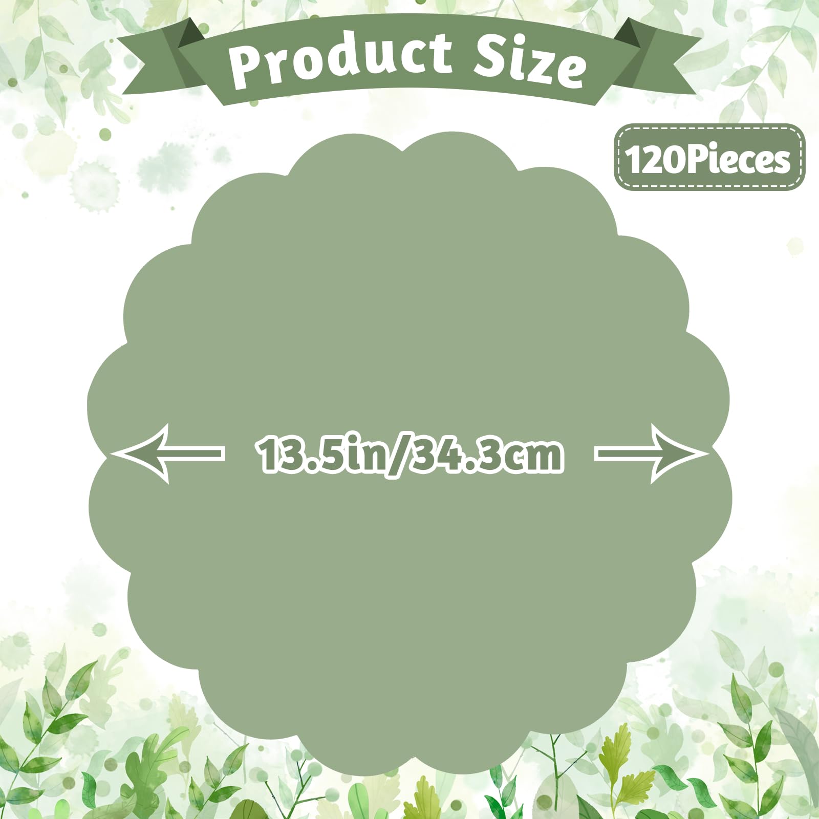 120 manteles individuales de papel verde salvia, 13.5 pulgadas festoneados | Papel grueso, protege las mesas de derrames, festoneado, desechable, para bodas, duchas, fiestas de té, banquetes
