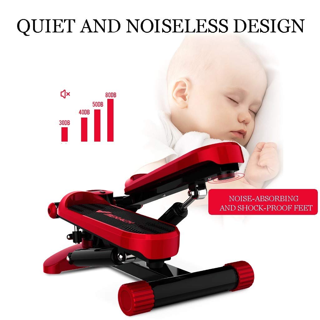 Stepper,Mini Macchina Aerobica oscillante su e Giù per Esercizi con Display, Fitness Silenzioso con Fasce di Resistenza, Palestra massaggiabile per Allenamento a casa