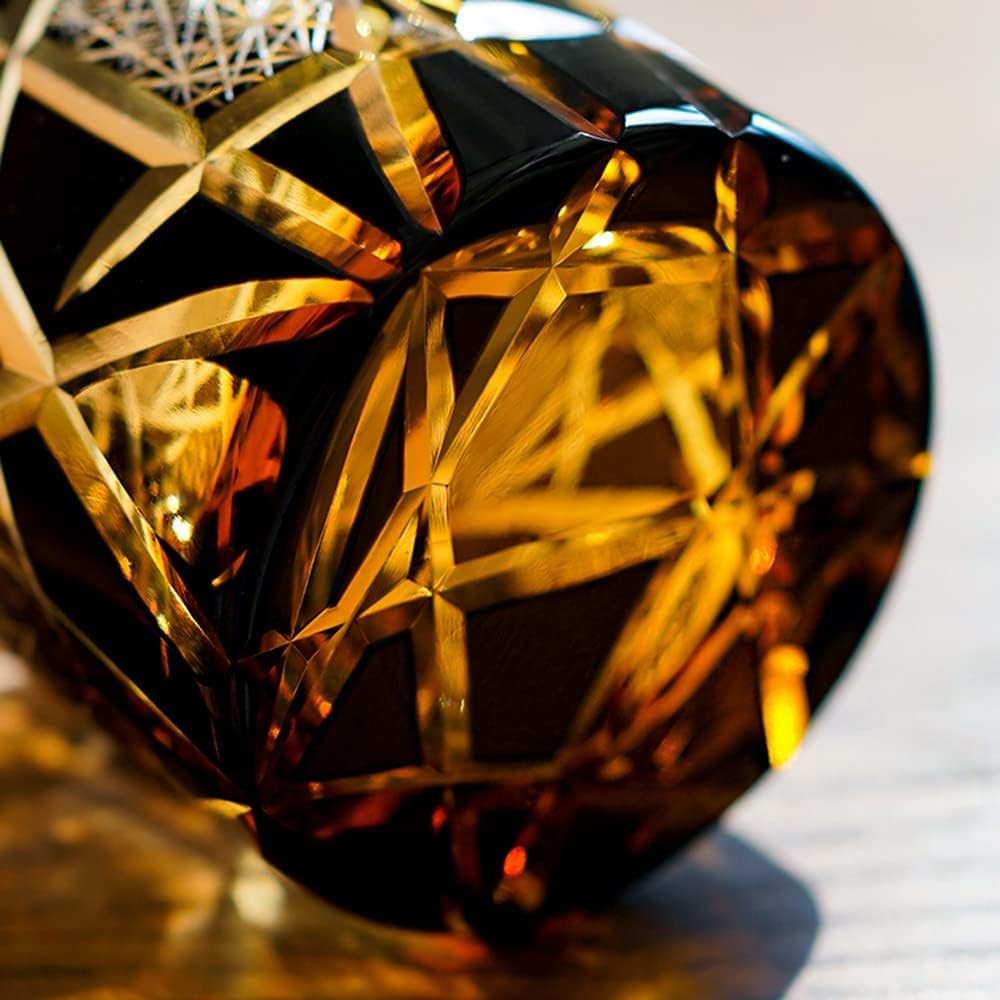 Edo Kiriko staromodne szklanki do whisky japoński styl kryształowy bursztyn 8 0z czarny diament szlifowany szklany kubek kubek na wódkę koktajl