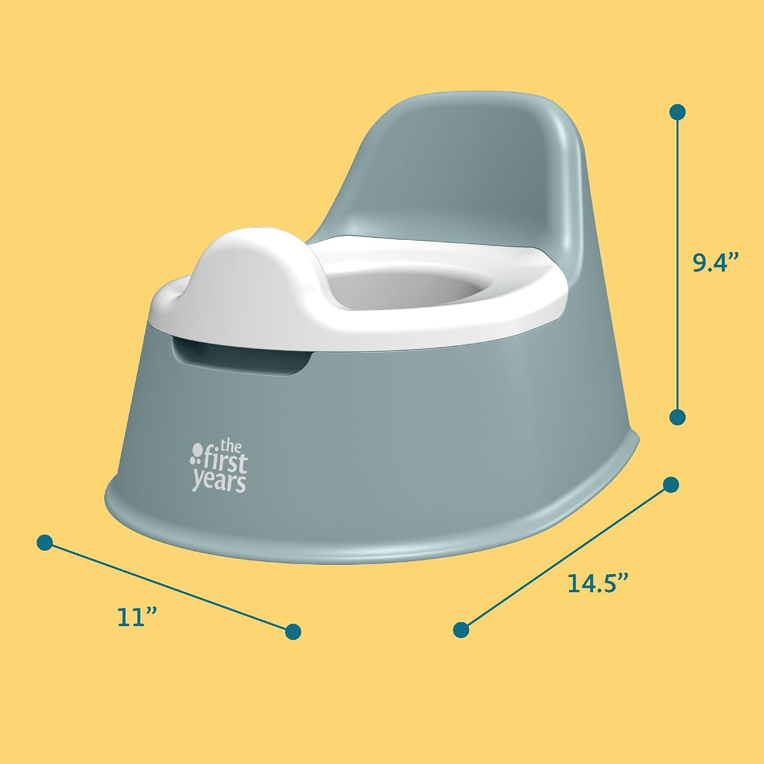 The First Years Sure Support Training Potty - Built-in Backrest and Splash Guard and Non-Slip Grip - Comfortable and Portable Toddler Potty Chair - Sage - 18 Months and Up