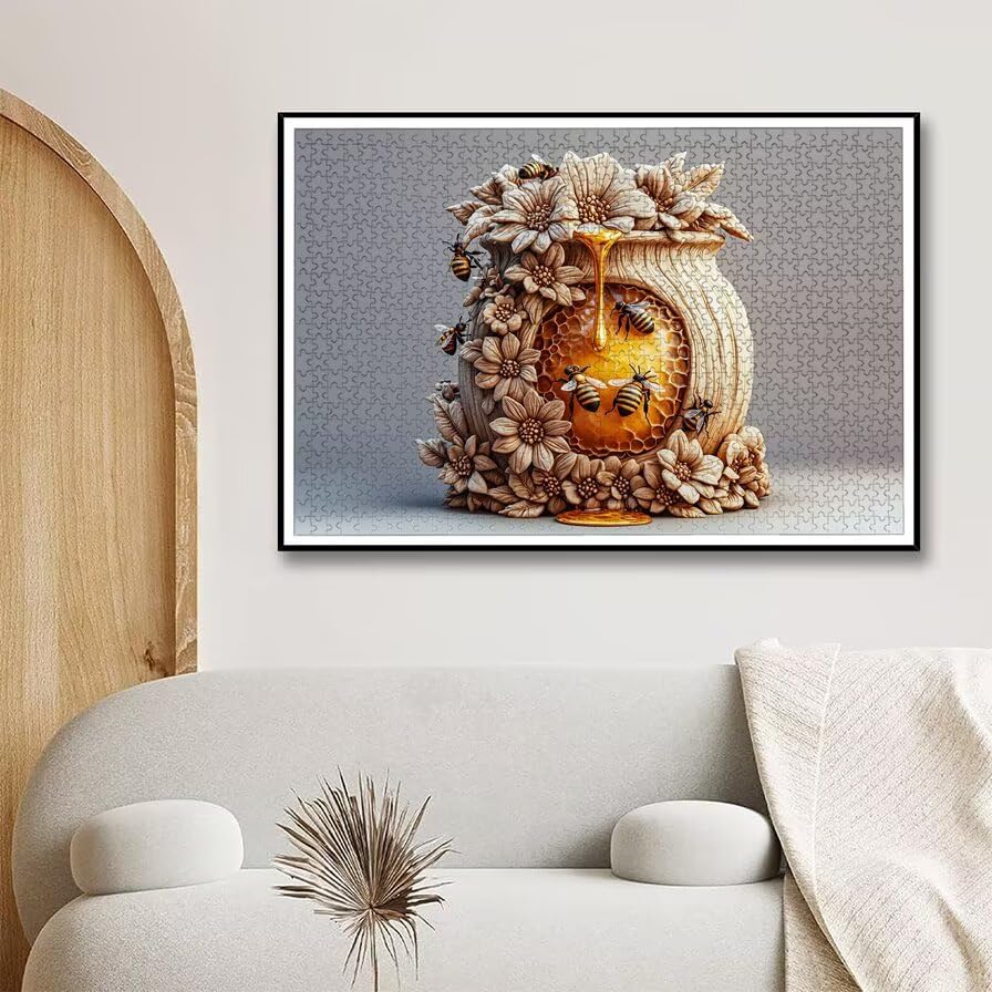 Puzzle 1000 elementów Kochanie, puzzle 1000 elementów dla dorosłych i dzieci od 14 lat, pszczoła drewniane puzzle z wykwintnym pudełkiem do pakowania, puzzle do dekoracji ścian, prezent dla kobiet