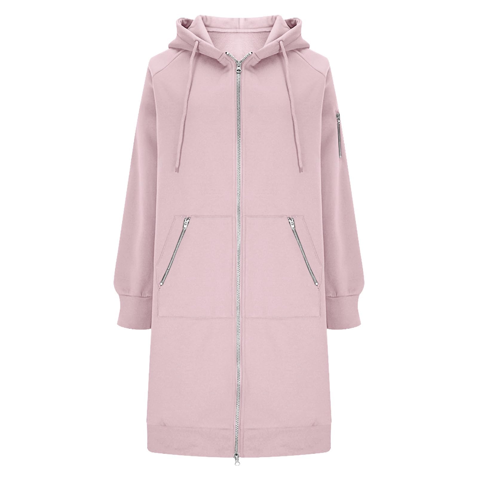 Giacca con Cappuccio Lunga da Donna, Autunno e Inverno, Tinta Unita, Manica Lunga, Casual, alla Moda Orecchie da Gatto Nere