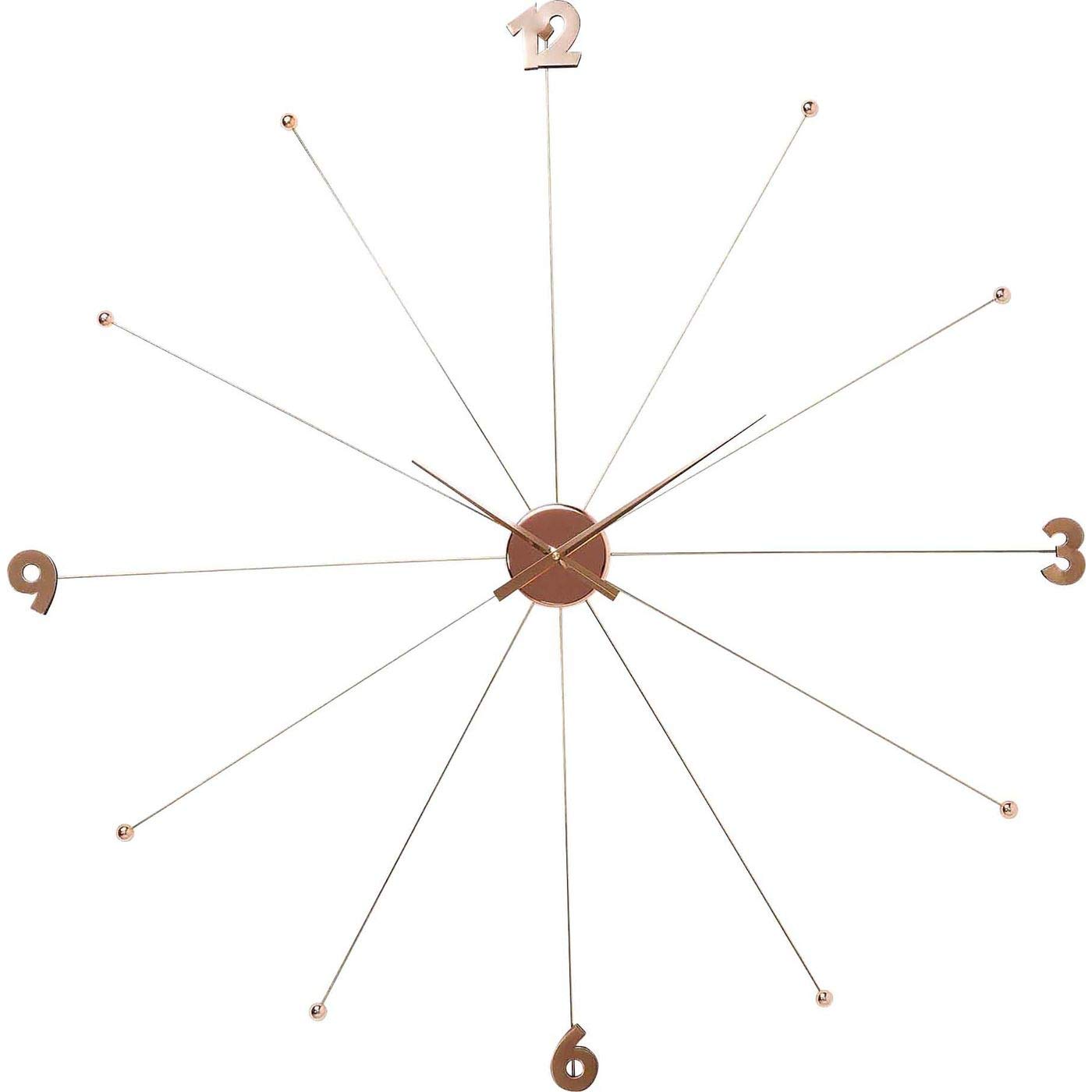 Kare Design Wall Clock Like Umbrella, Rose Gold, Diameter 100 cm, Steel, Analogue, Home Decor, Large Wall Clock for Living Room, Hallway, Bedroom, Without Batteries
