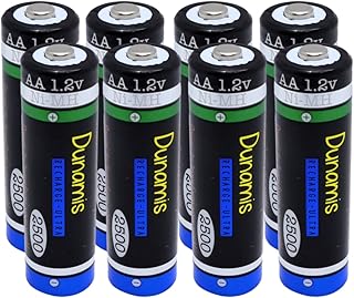 8pk Dunamis 1.2v AA 2500mAh NiMH Rechargeable Batteries - HIGH POWER Suitable for Digital Cameras, Bluetooth Headsets, XBOX Controllers & High Drain Devices etc …