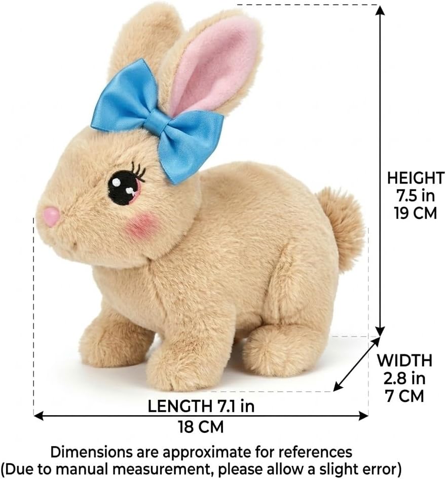 Easter Bunny Toy,Rabbit Interactive Hopping Electronic Pet Plush Bunny Toy with Sounds and Movements Animated Walking Wiggle Ears Twitch Nose Easter Gift for Kids (Brown)