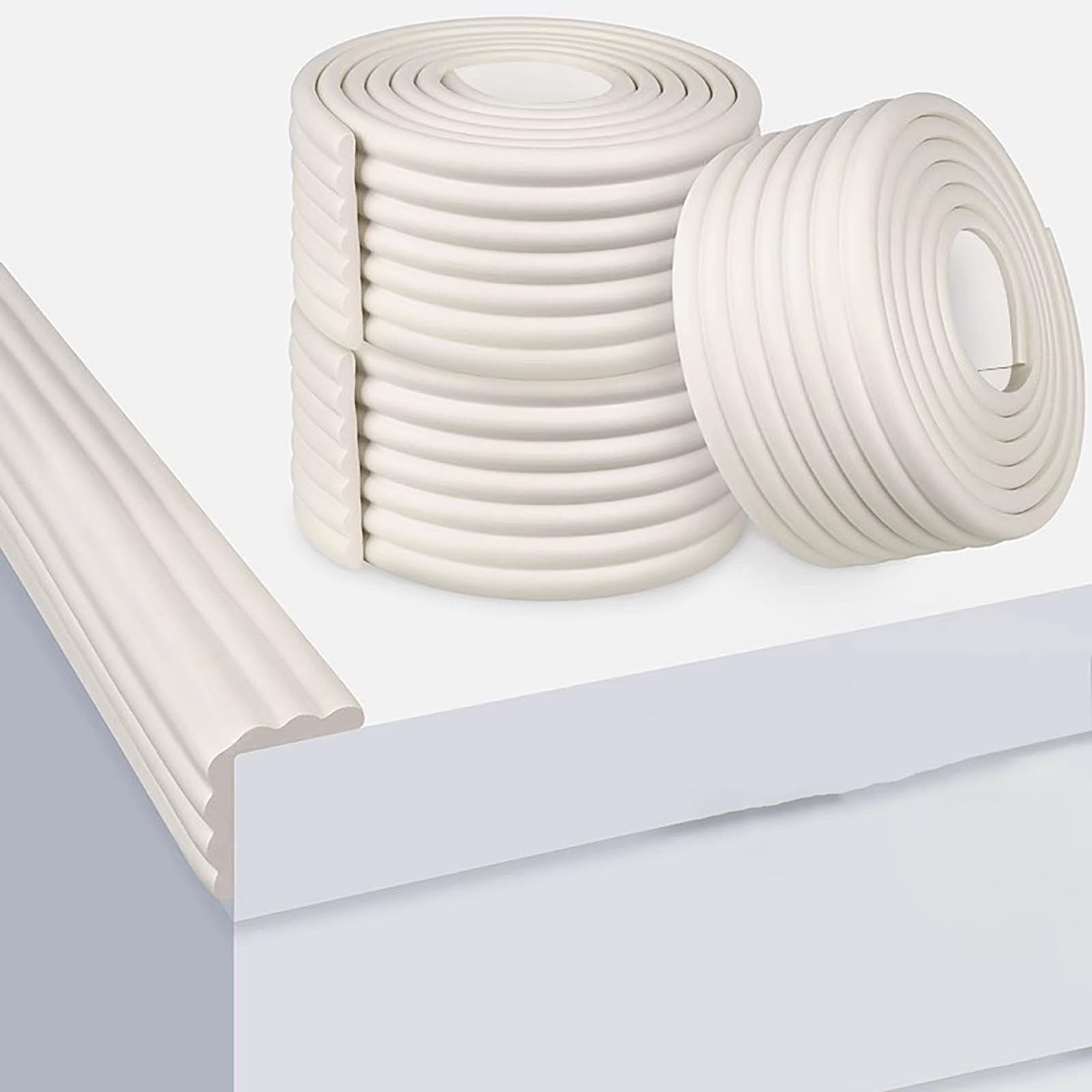 WhamtL Anti Collision Basketball Pole Protector Pad, Self Adhesive Crib Post Padding Soundproof, UV-Resistant Basement Pole Cover Cuttable(White,8pcs)