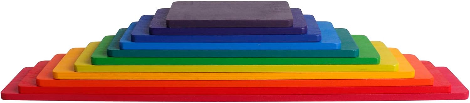 Dinhon 11 PCS Wooden Rainbow Board Oversized Stacking Game Jigsaw Puzzle Building Blocks Children's Baby Toddler Toys 3 Years Old Boys and Girls Toy Gifts