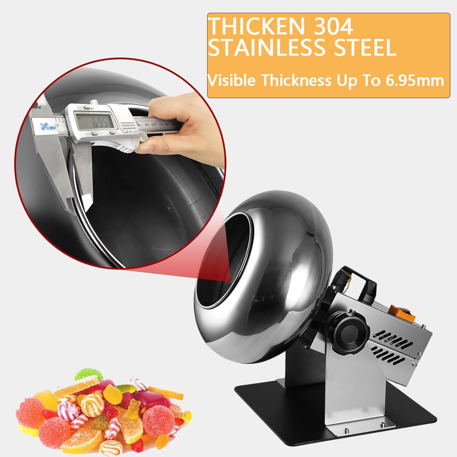 Macchina automatica di rivestimento per compresse, padella per cioccolato e zucchero da 200 W, 58 giri/min, ideale per ristoranti e negozi di alimentari, attrezzatura per rivestimento di caramelle