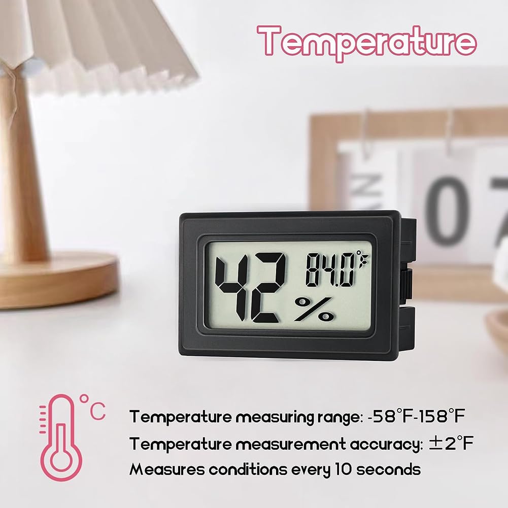 6Pcs thermomètres numériques d'intérieur, Mini hygromètre, Thermomètre numérique Humidité avec (℉), Incubateur, Thermomètre d'intérieur pour serre, jardin