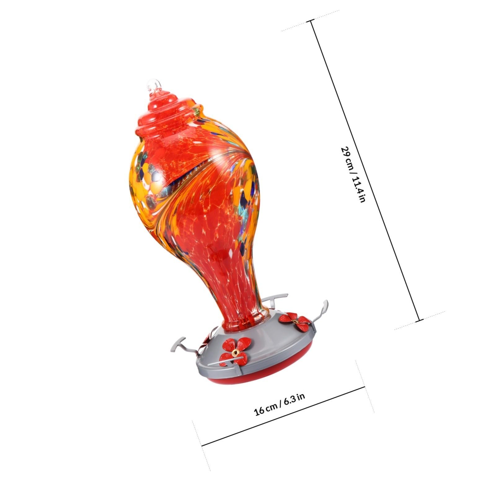 Mangiatoia per Uccelli Appesa Pratica e Sicura, Vetro e Ferro Rosso