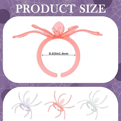 Miniatura 7 de 120 anillos de araña, anillos de Halloween para niños, decoración de cupcakes de araña de plástico a granel para niños, accesorios de disfraz de