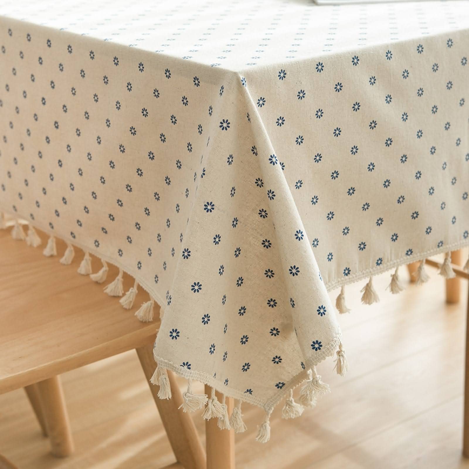 Tovaglia floreale moderna blu 6 posti in tessuto non tessuto cotone lino elegante 140 x 160 cm design per protezione cucina arredamento elegante per sala da pranzo ed eventi