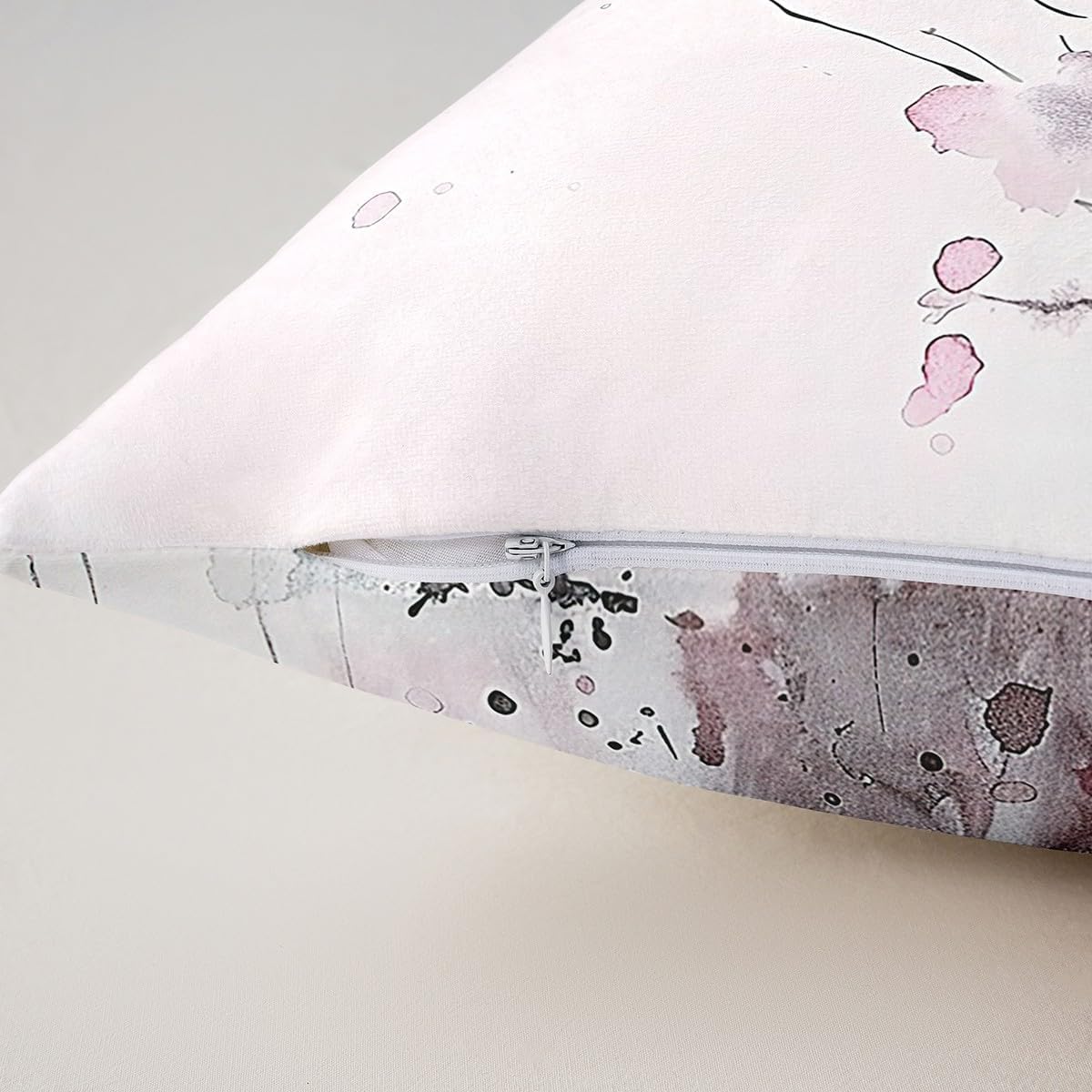 Feelyou Pink Pillow Case Cushion Cover Abstract Art Throw Pillow Covers 22"x22" Set of 2 for Boys Girls Decor Branches Print Decorative Throw Pillowcase for Sofa Pink Grey Cushion Case