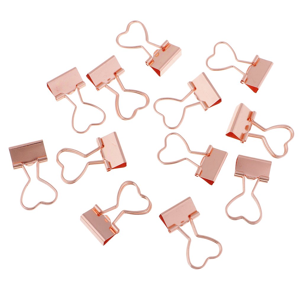 10 Set 12 Stück Metall Foldback Binder Clips Schule Büro Büroklammern Rose Gold