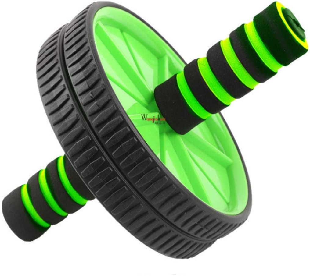 Dual Ab Roller Wheel, Abdomen Muscle Trainer Mute Fitness Wheel Tool Exercise Equipment with Anti-Skid Handle for Core Training Home Workout (Yellow) (Green)