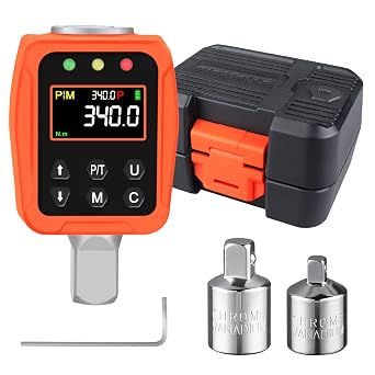 1/2" Digital Torque Adapter - 12.5-250 Ft-Lb, Converts Any 1/2" Ratchet tool to Torque Wrench, Electronic Torque Converter with 3/8" & 1/4" Adapters, Buzzer & LED Alerts, for Bike, Motorcycle & Car