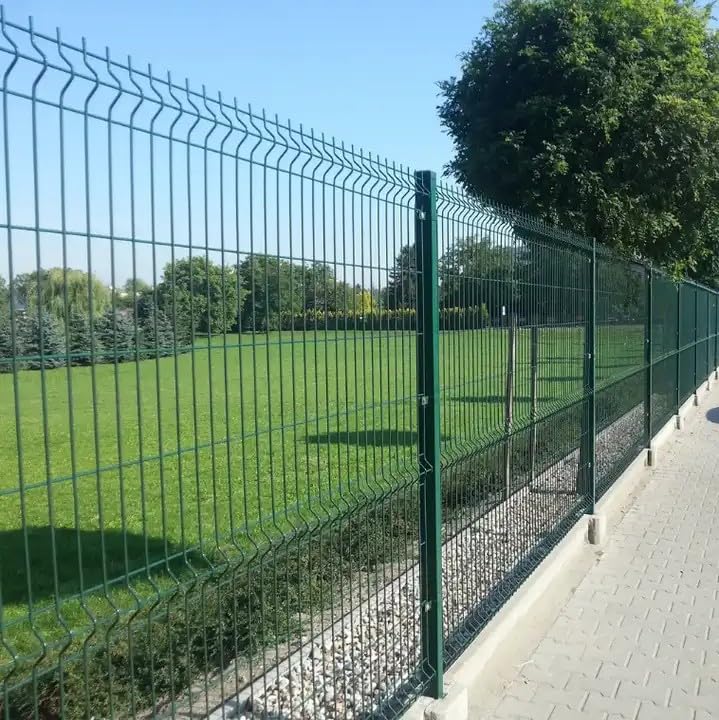 V Mesh Perimeter Security Fence Powder Coated Fencing Green 1.8m Height (2 Sections and 2 Post)