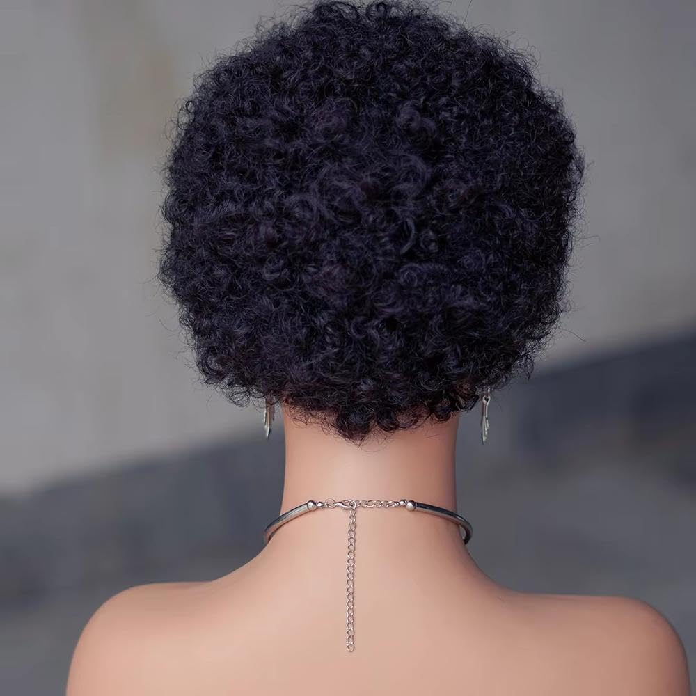 Haarpflege Lockige BOB Perücke Aus Echthaar In Natürlicher Farbe Gebrauchsfertig 250% Dichte Für Frauen(6 inches) | 15,2 cm
