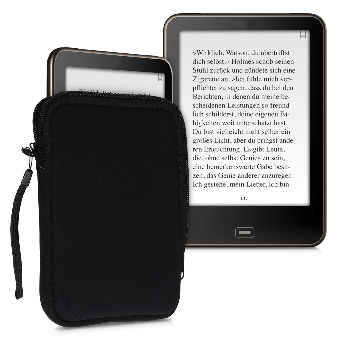 kwmobile Neoprenowe etui na czytnik e-booków rozmiar 15.2 cm – uniwersalne etui na e-booki z zamkiem błyskawicznym – czarne