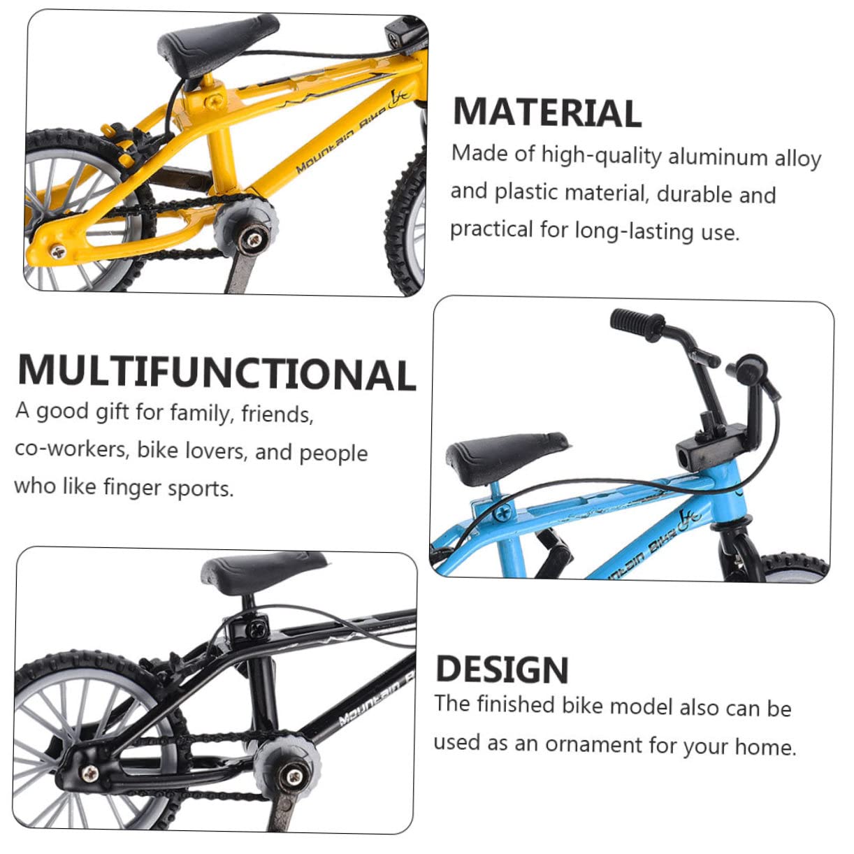Alipis Juguetes de Bicicleta para Dedos 4piezas Doble Barra en Aleación de Aluminio y Plástico, Modelo Ligero para Entretenimiento y Relajación Mental